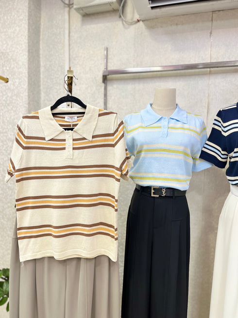 Polo Collar Stripes Shirts